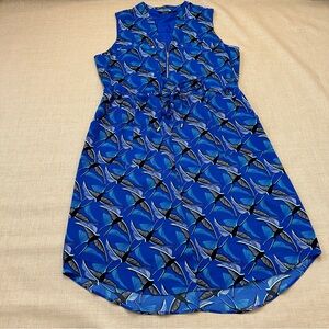Apt 9 Blue Sleeveless Short Bird Print Zipper Detail Dress